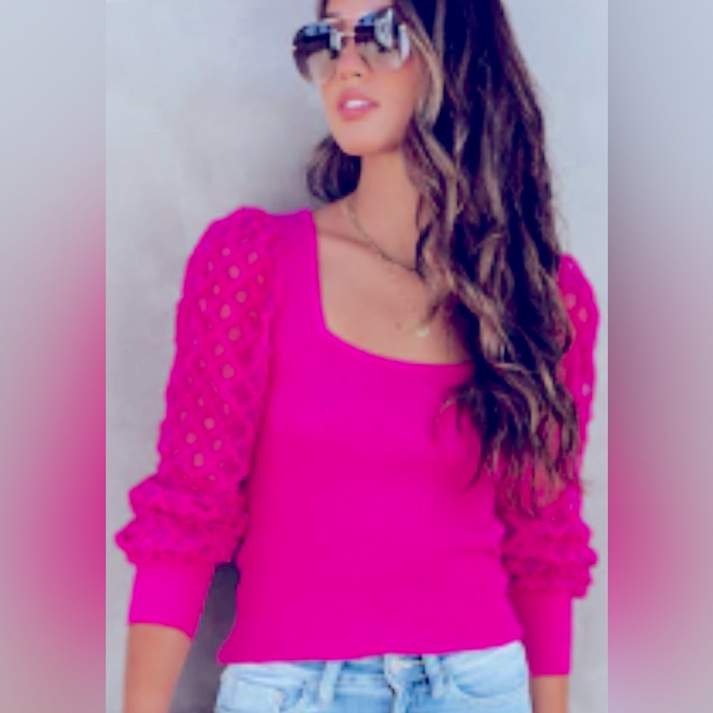 Hot pink too with sheer sleeves
